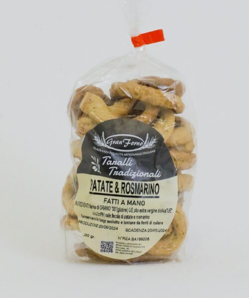 Taralli Patate e Rosmarino – Taralli Artigianali Fatti a Mano con Patate, Rosmarino e Olio Extravergine di Oliva