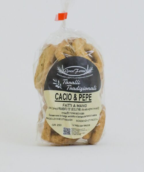 Taralli Cacio e Pepe – Taralli Artigianali Fatti a Mano con Pecorino Romano e Pepe Nero