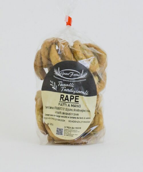 Taralli alle Rape – Taralli Artigianali Fatti a Mano con Cime di Rapa e Olio Extravergine di Oliva